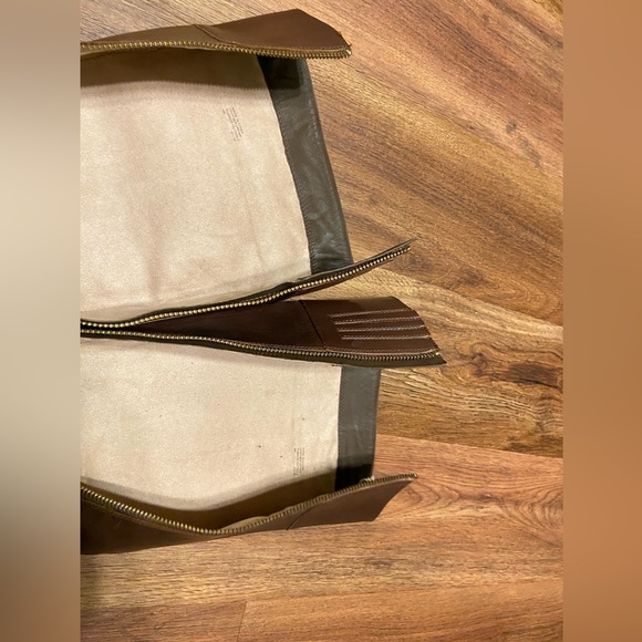 Michael Kors Boots Bryce Tall Riding Brown Leather Knee High Zip - Picture 11 of 14